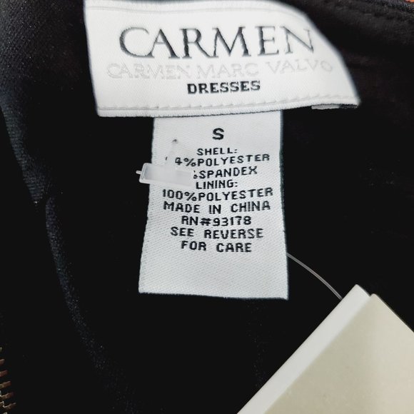 Carmen Marc Valvo, Paisley V-Neck & Back Scuba Shift Dress w/ Exposed Zipper, S - Picture 9 of 9